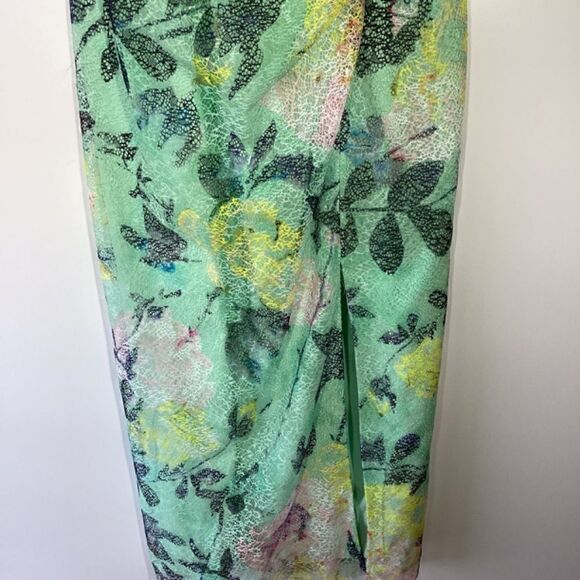 ML Monique Lhuillier Allie Floral Print Lace Midi Dress Off Shoulder Size 2 - Picture 8 of 16